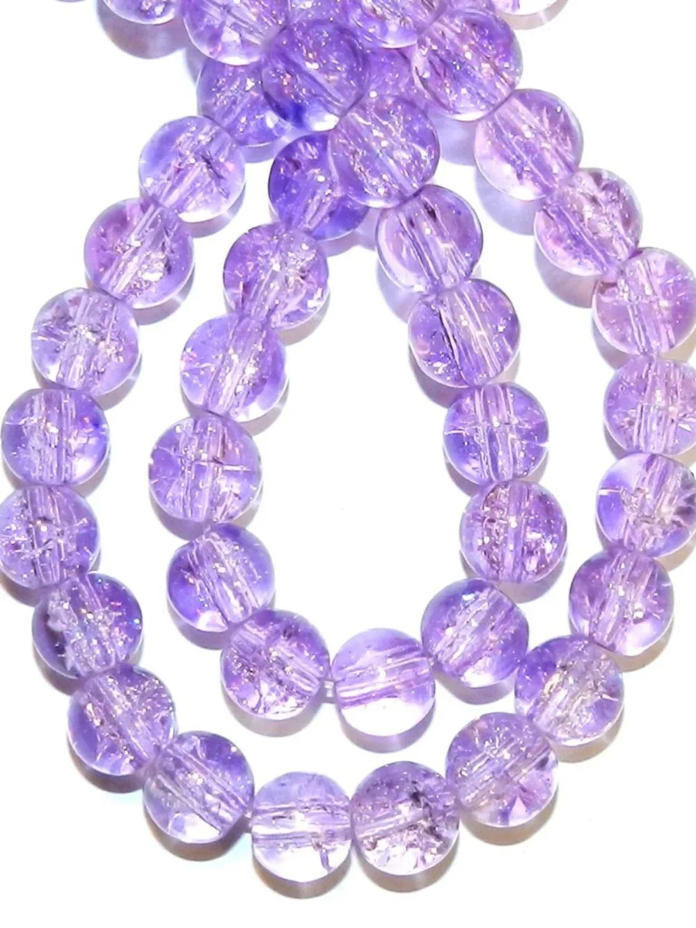 Purple 8mm Round Crackle Glass Beads 32-Inch Strand G1313